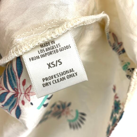 Stone Cold Fox Hamlet Dress Womens Size XS/S Ivory Fleur Print Bell Sleeve Silk - Picture 6 of 7